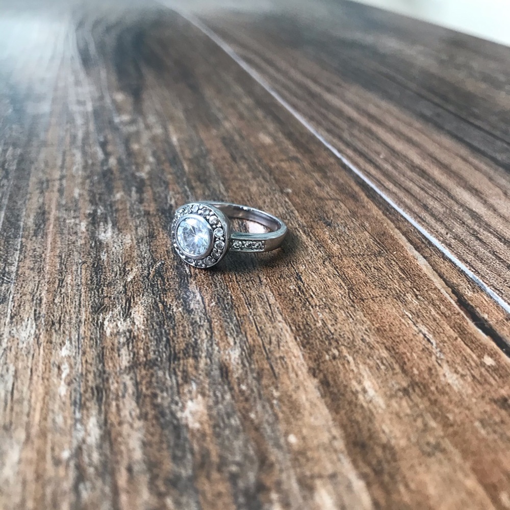 Faux silver and CZ engagement ring